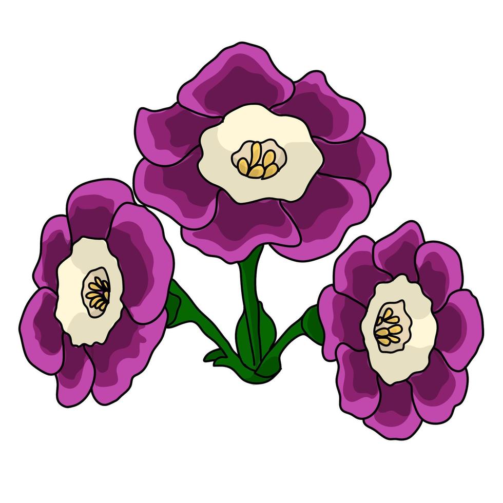 tre söta vektor blomma illustration.
