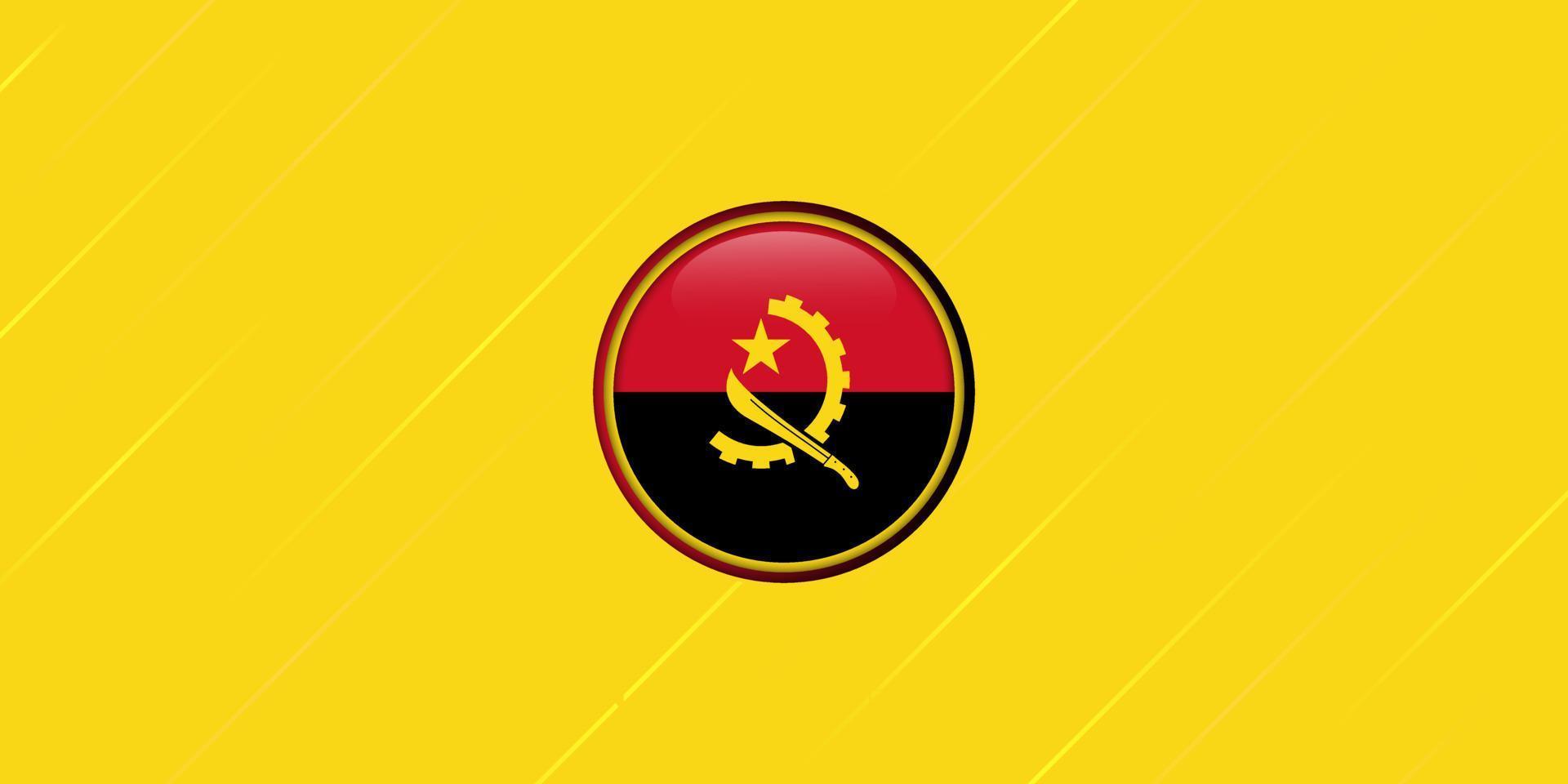 Angola-Kreis-Flaggendesign mit gelben und roten Lichtlinien. angolas unabhängigkeitstag hintergrund. vektor