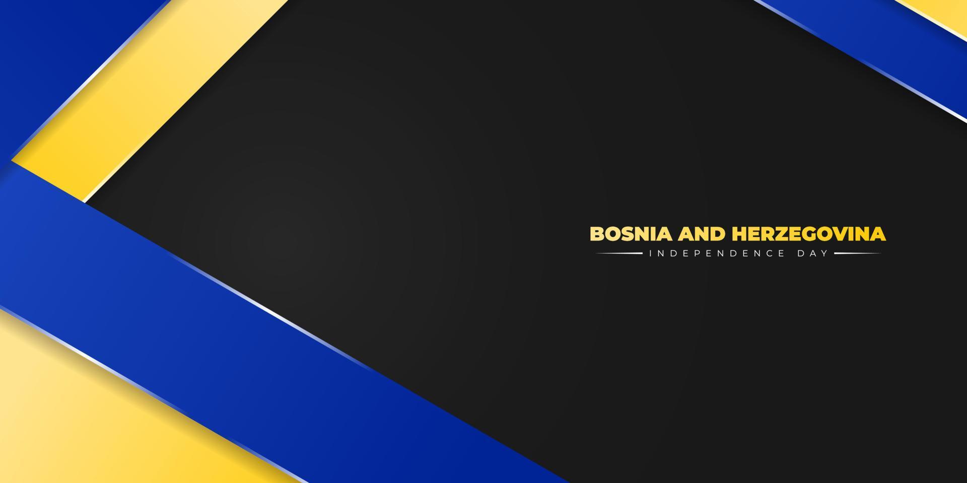 blaue und gelbe geometrische Zusammenfassung auf schwarzem Hintergrunddesign. vorlage für den unabhängigkeitstag von bosnien und herzegowina. vektor