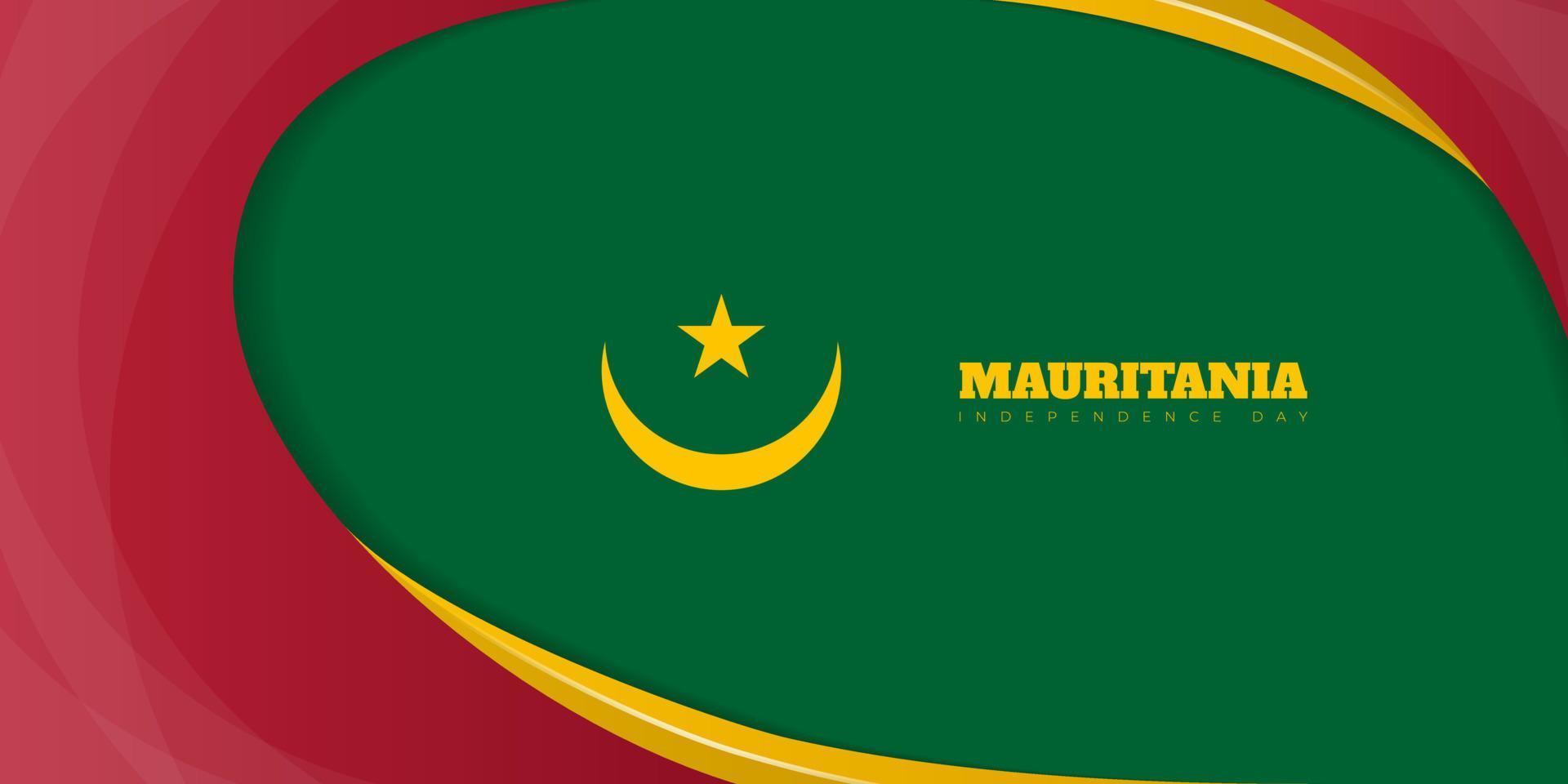 enkel grön, röd och gul abstrakt bakgrund. mauretanien självständighetsdagen malldesign. vektor