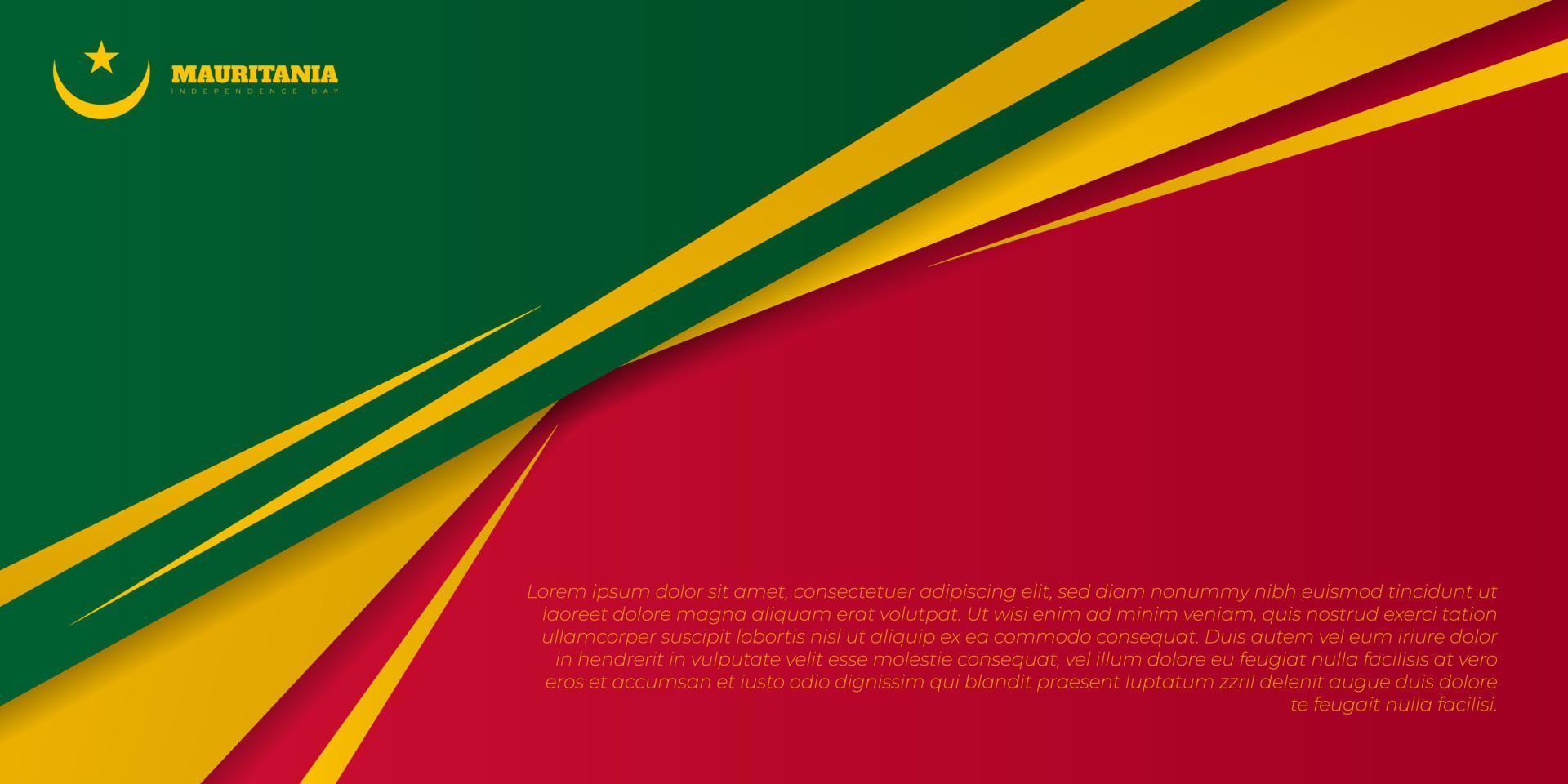 grüner, roter und gelber geometrischer abstrakter Hintergrund. mauretanischer unabhängigkeitstag vorlagendesign. vektor