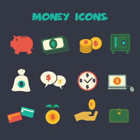 pengar färg ikoner vektor