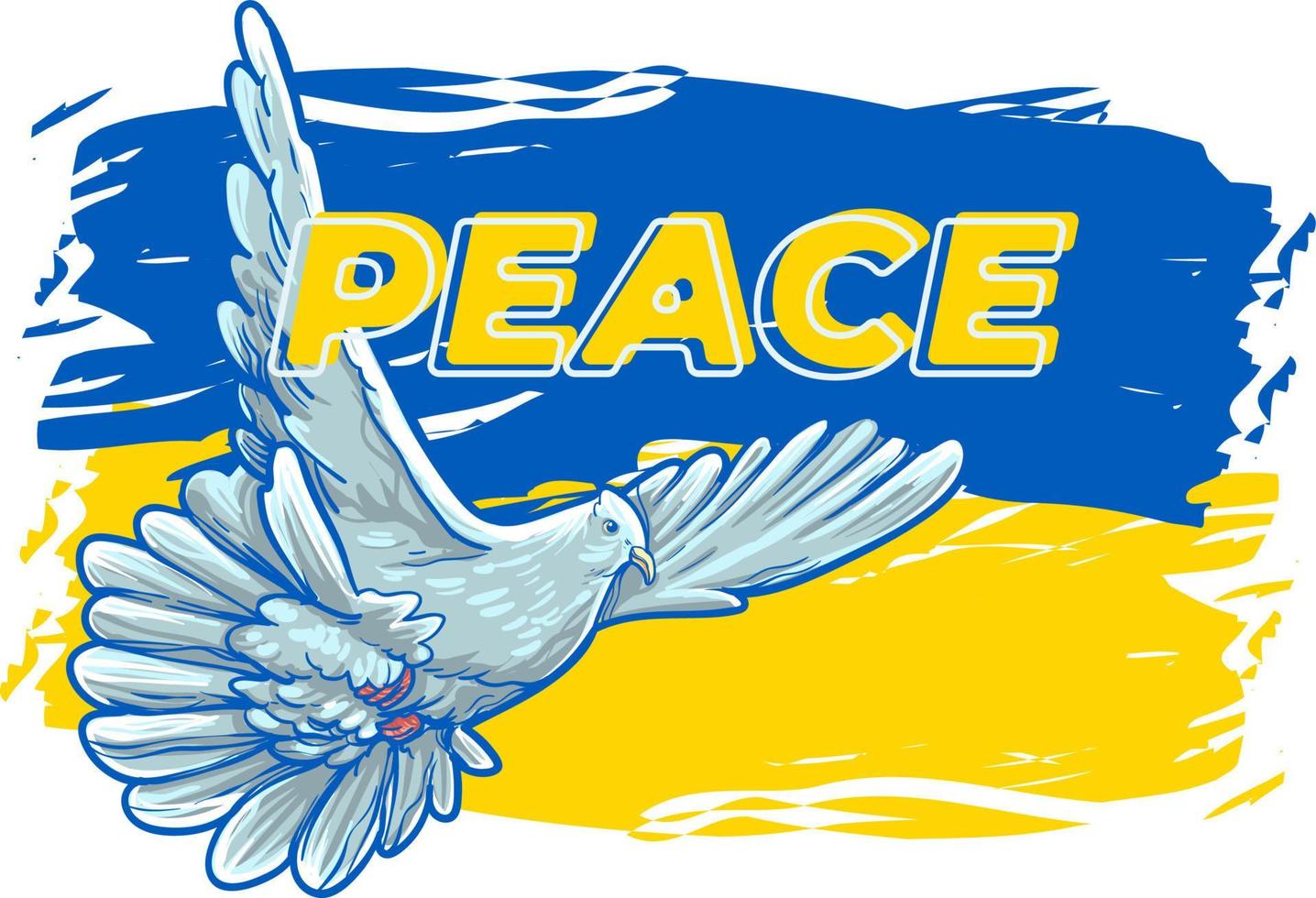 weiße Taube fliegt mit blauem gelbem Hintergrund Symbol des Friedens vektor