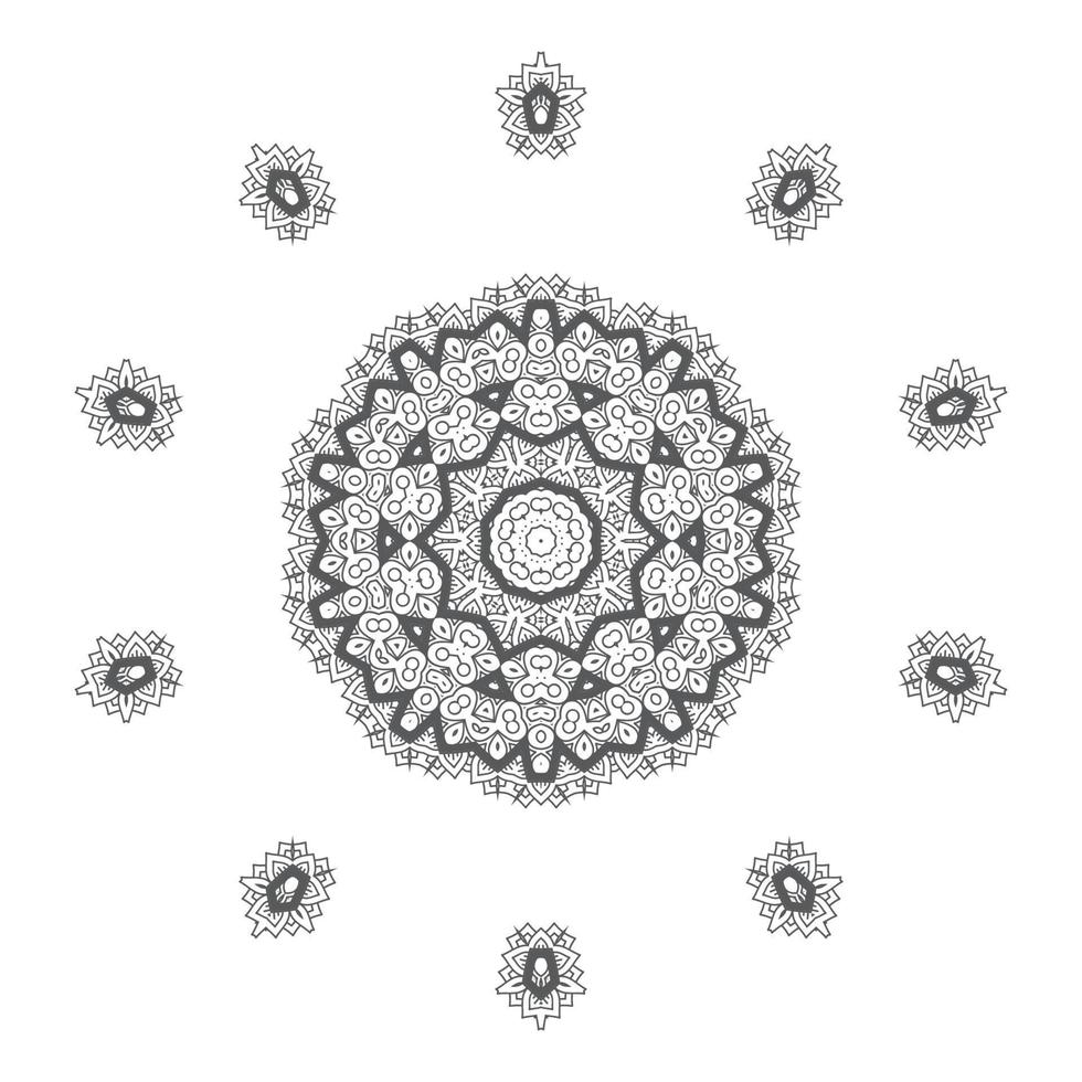 elegant linjekonst mandala design vektor