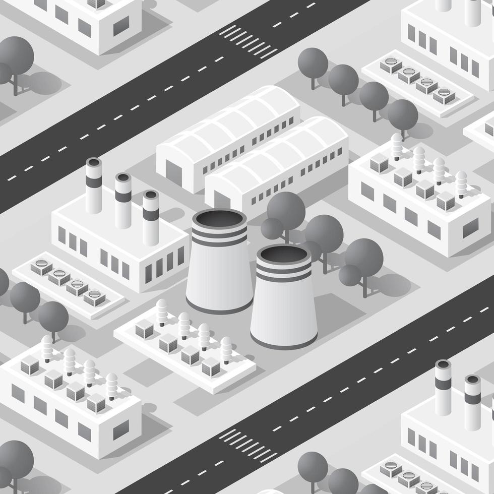stadtwerk fabrik industrielle isometrische urban design elemente muster vektor