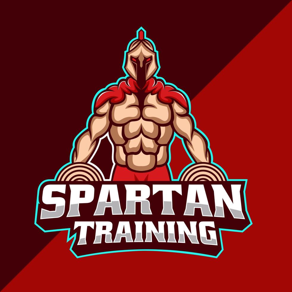 spartansk träningsmaskot esport logotyp vektor
