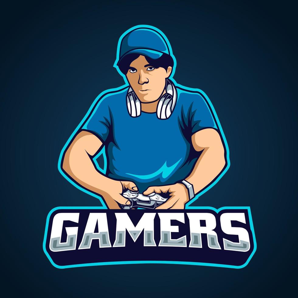 gamer-maskottchen-esport-logo-design vektor