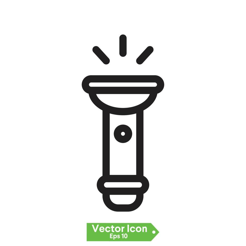 einfaches Symbol einer Taschenlampe isoliert auf weißem Hintergrund vektor