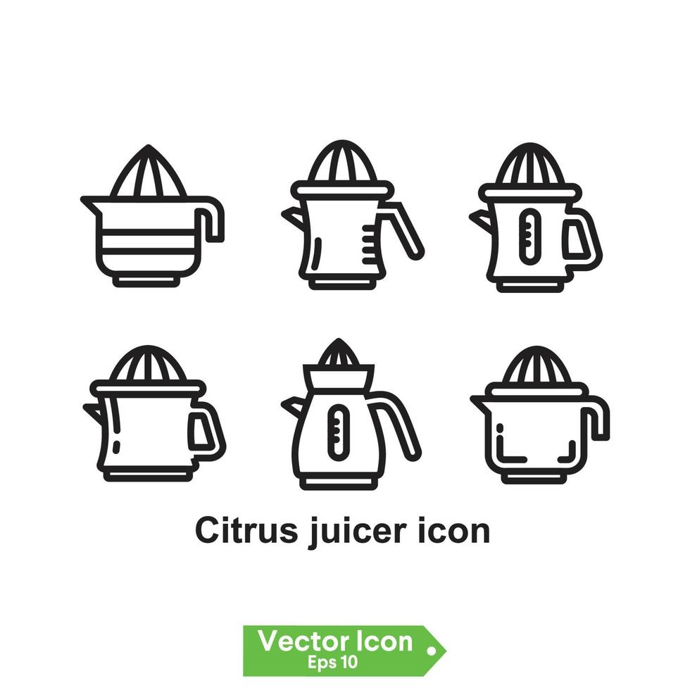 citrus juicer icon.black platt linje vektor ikon för press citrus juicer på vit bakgrund.