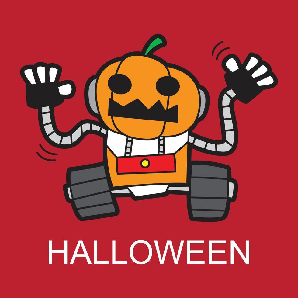 Halloween-Kürbiskopf-Roboter vektor