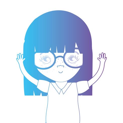 line avatar flicka med frisyr och blus vektor
