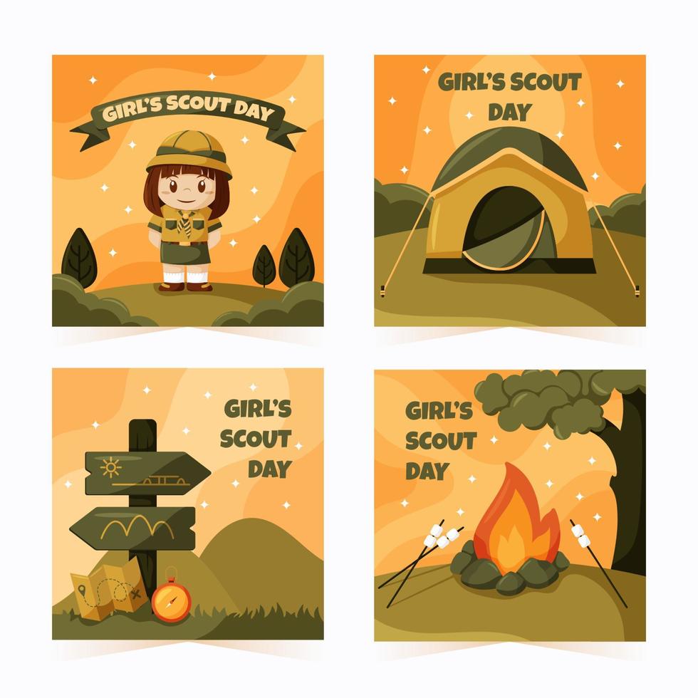 girl scout day inlägg på sociala medier vektor