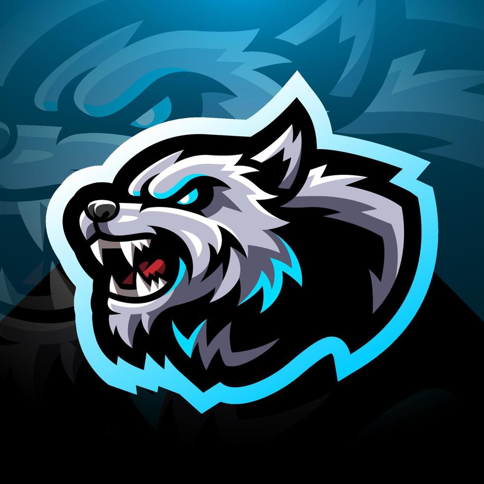 wild wolf head esport maskot logo design vektor