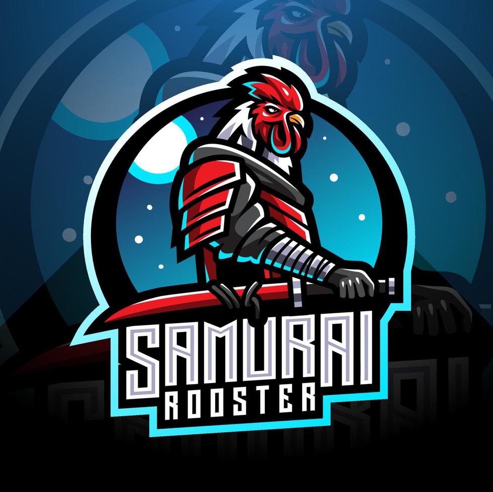 Samurai-Hahn-Esport-Maskottchen-Logo vektor