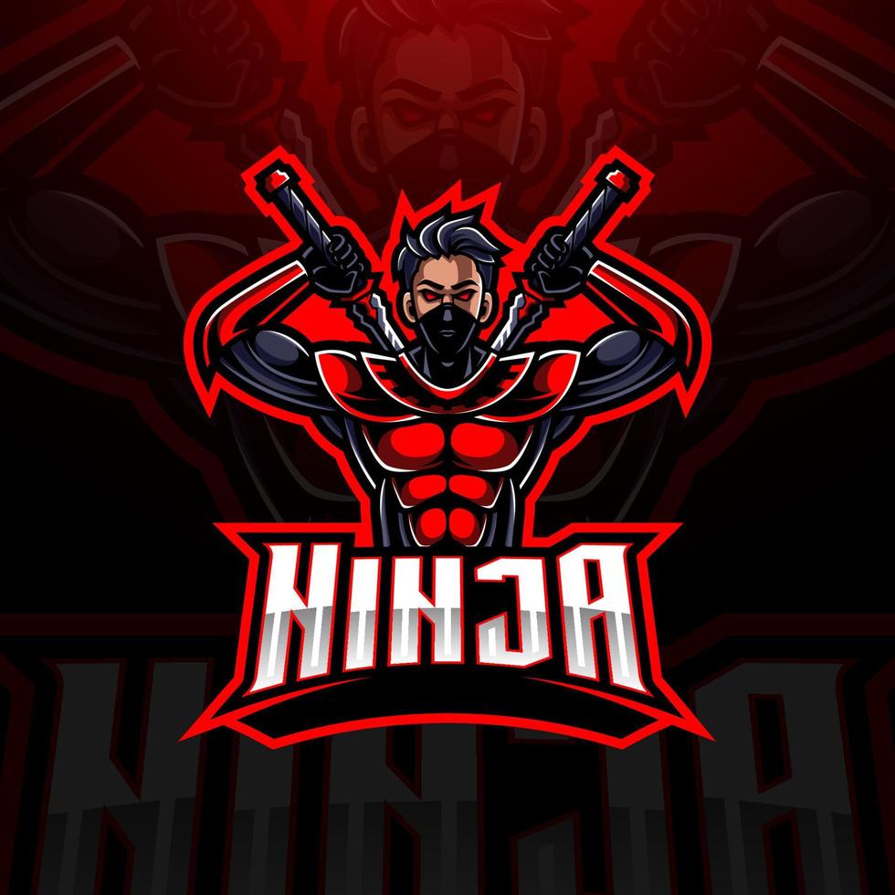 ninja esport maskot logo design vektor