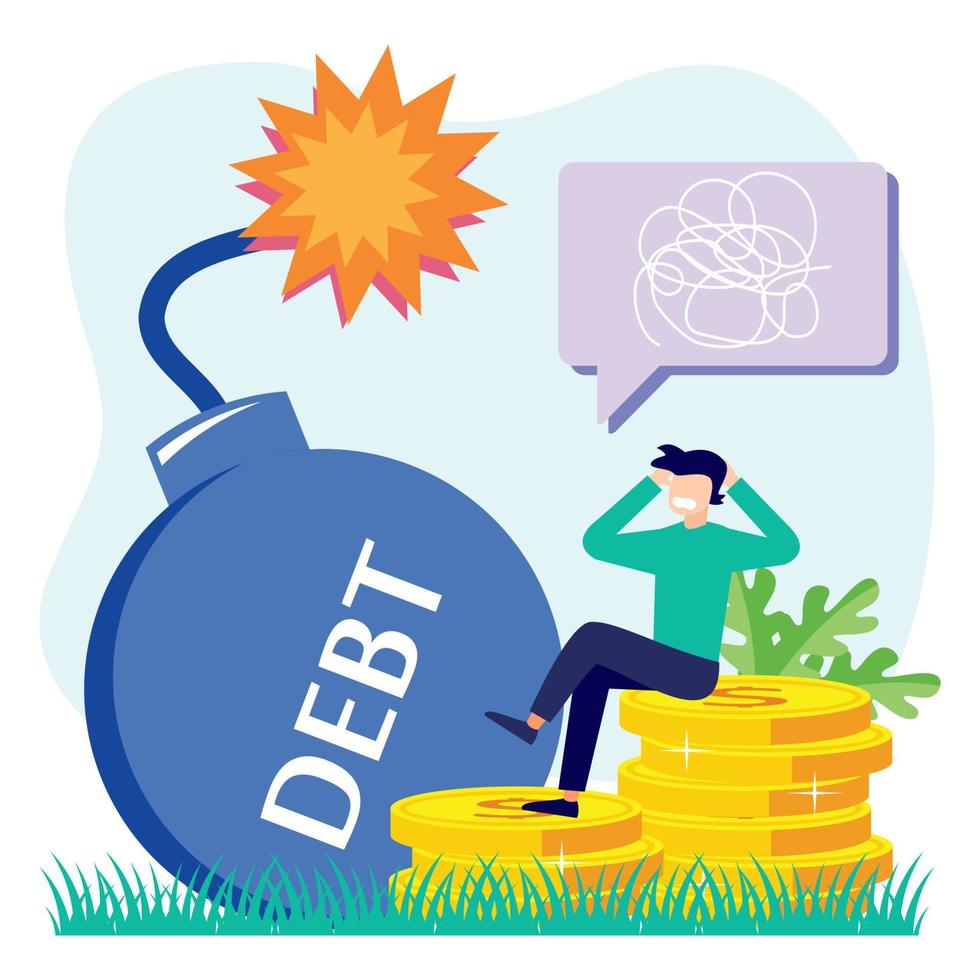 Illustration Vektorgrafik Zeichentrickfigur der Schuldenlast vektor