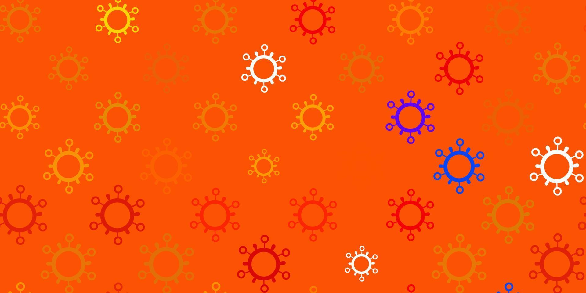 mörk orange vektor bakgrund med virussymboler.