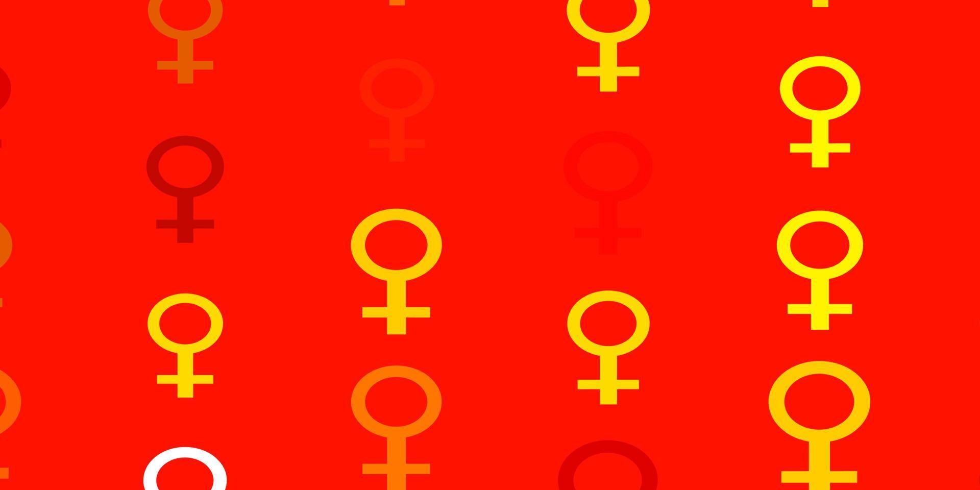 ljus orange vektor bakgrund med kvinnasymboler.