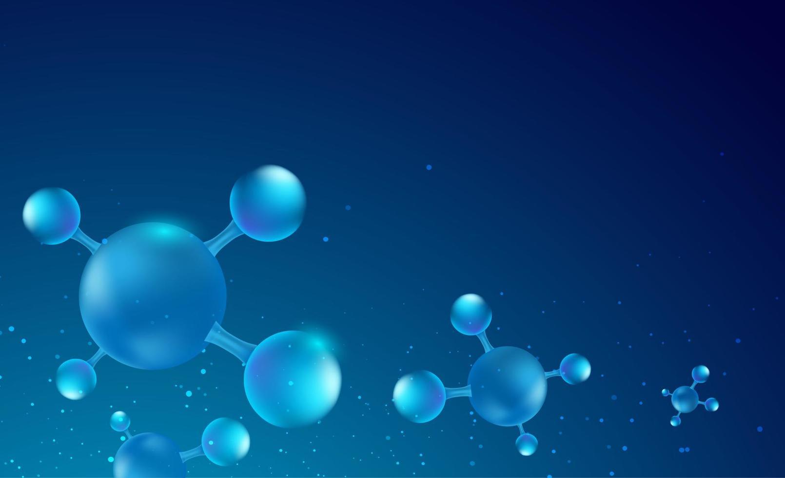 abstrakt vetenskap bakgrund med molekyler element. gradient blå bakgrund med molekyl-dna för medicinska, vetenskaps- och teknikkoncept. vektor illustration