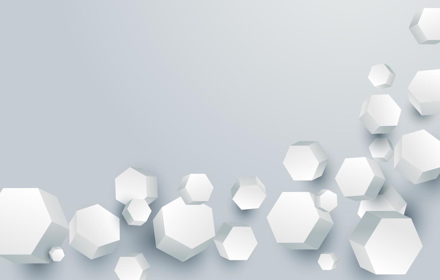 3D vita geometriska hexagon formelement. minimal ren bakgrundsdesign för teknikföretag. vektor illustration