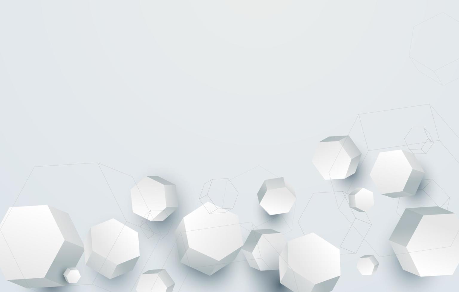 3D-weiße geometrische Hexagon-Formelemente. minimales, sauberes hintergrunddesign für technologieunternehmen. Vektor-Illustration vektor