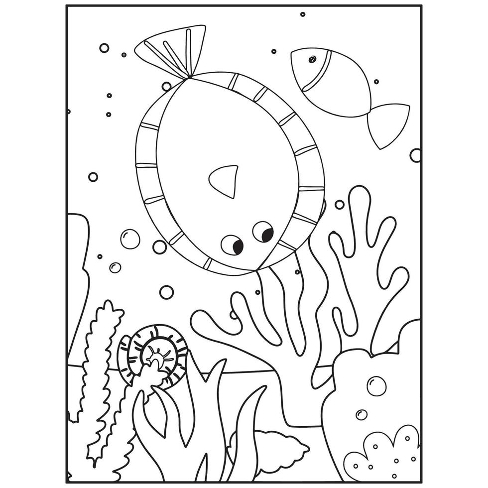 havsdjur målarbok för barn vektor