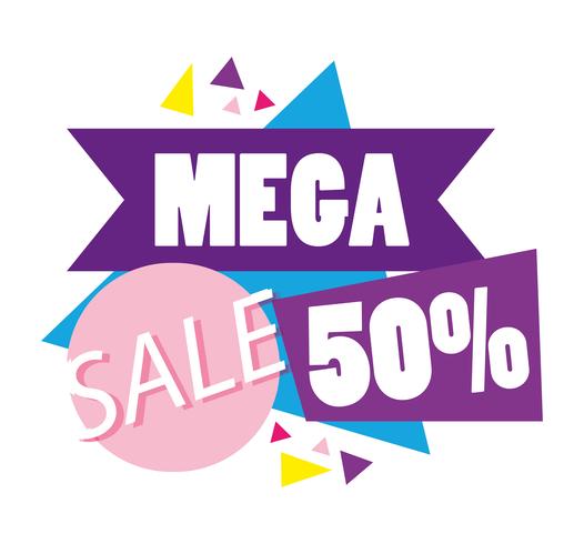 Mega Sale Rabatte Poster Memphis Stil vektor