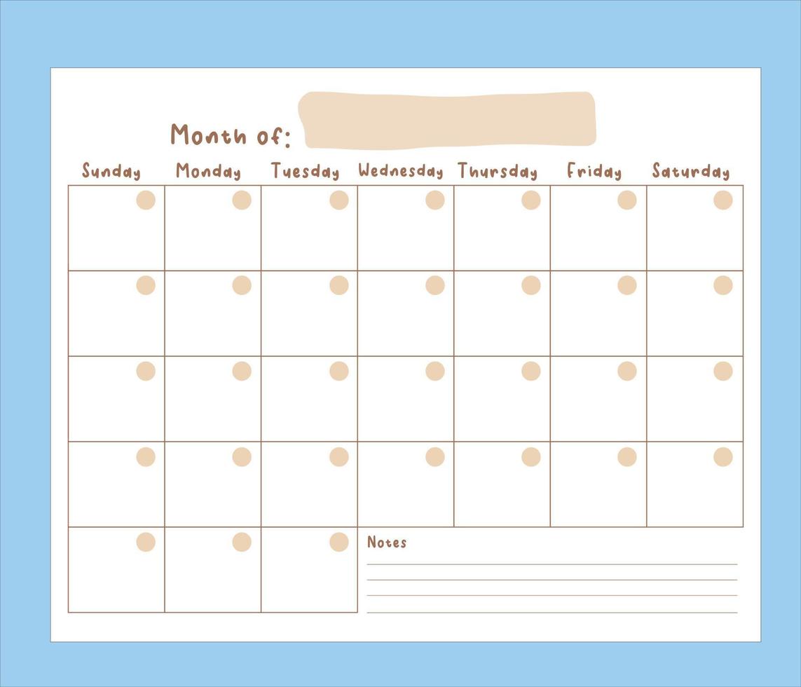 Offene Kalendervorlage, Tischkalender, Wandkalender digitaler Download, undatierter Kalender für Schreibtisch- und Wanddekoration 11,5 x 8 im kostenlosen Vektor-Download vektor