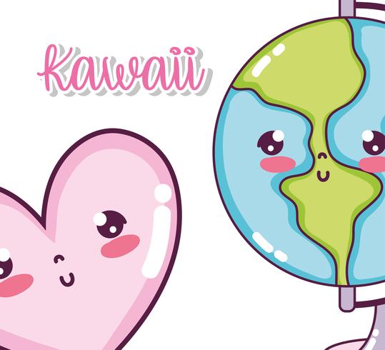 Söta kawaii-tecknade filmer vektor