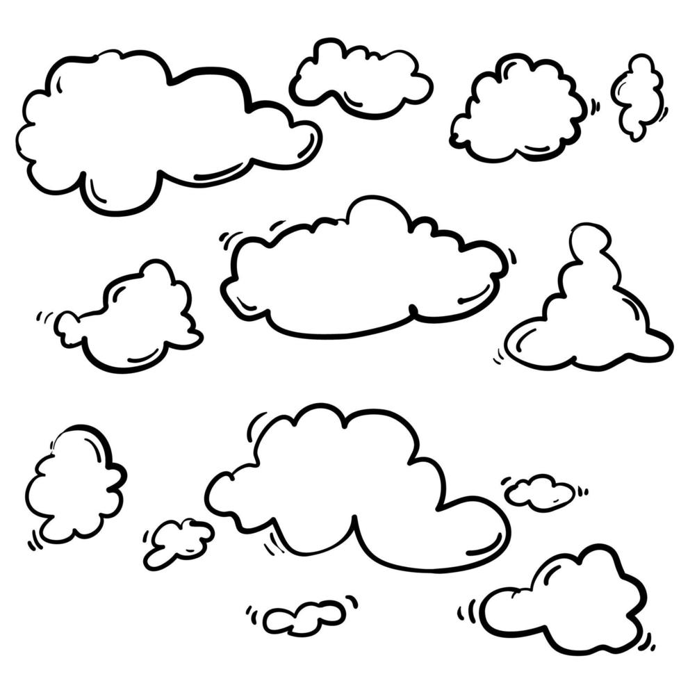 handgezeichnete Doodle-Wolkenillustration im Cartoon-Stil-Vektor vektor