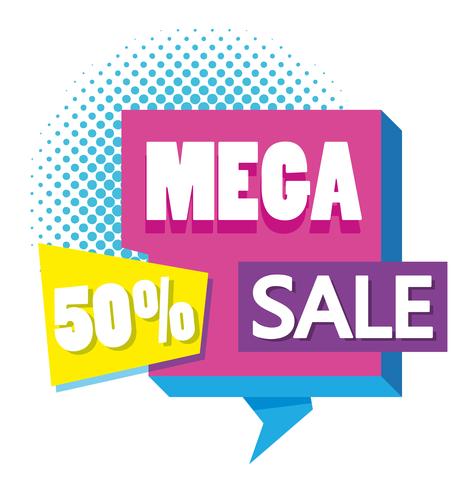 Mega Sale Rabatte Poster Memphis Stil vektor