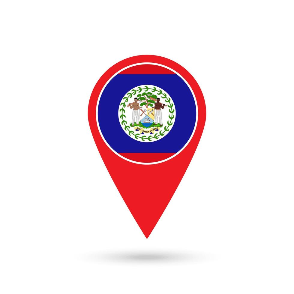 Kartenzeiger mit Land Belize. Belize-Flagge. Vektor-Illustration. vektor