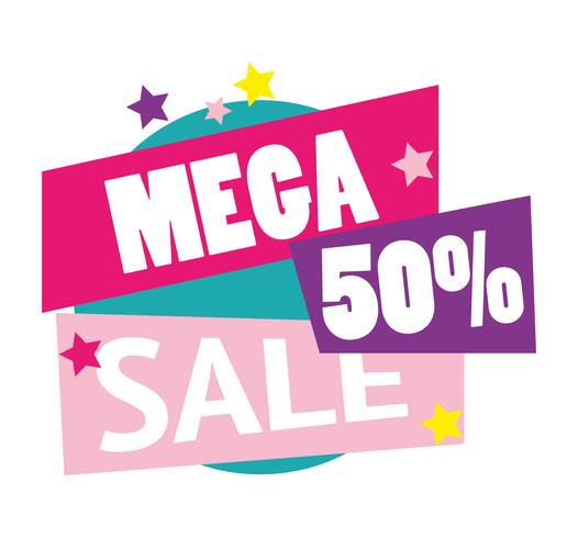 Mega Sale Rabatte Poster Memphis Stil vektor