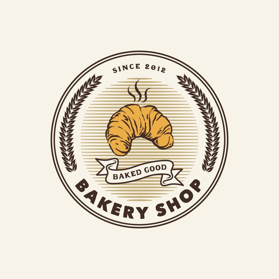 hand gezeichnetes vintage-bäckerei-logo-etikett vektor