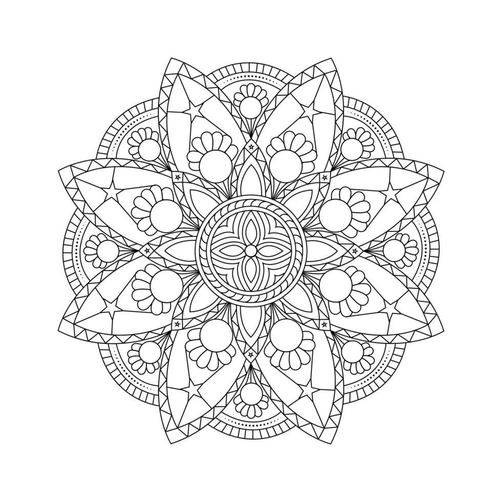 Schwarz-Weiß-Kreis Strichzeichnungen florale Elemente Mandala-Design-Grafik-Vektor vektor