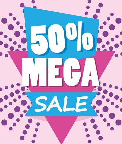 Mega Sale Rabatte Poster Memphis Stil vektor