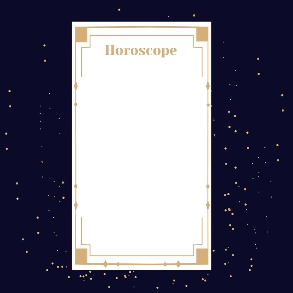 mall för ett horoskop. en elegant affisch för ett esoteriskt zodiakhoroskop för en logotyp eller affisch, på en svart bakgrund med stjärnor vektor