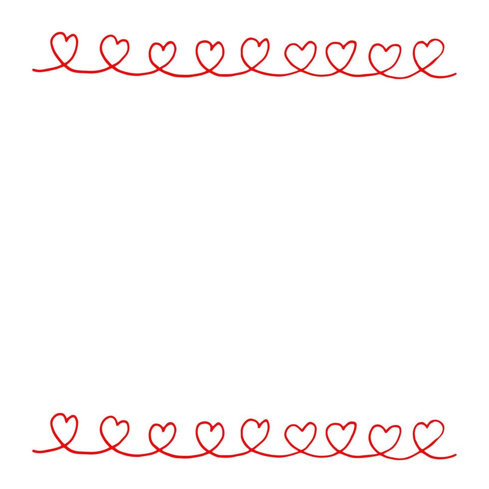 hjärtan ram gränsen handritad doodle. , skandinavisk, minimalism. kort, inbjudan, alla hjärtans kärlek bröllopsdag semester vektor