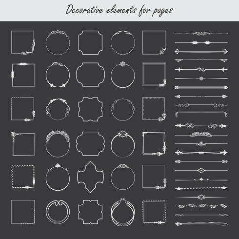 Kalligrafiska designelement. Avdelare, ramar i olika former. Vektor