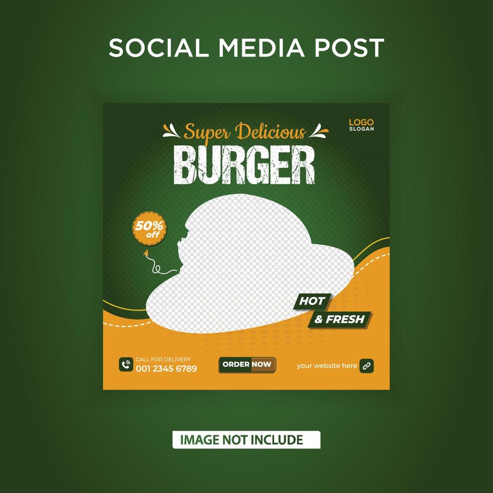 Super leckerer Burger-Social-Media-Beitrag vektor