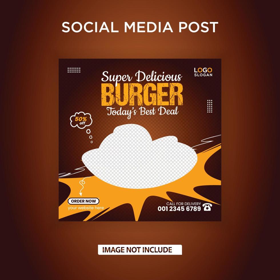 Super leckerer Burger-Social-Media-Beitrag vektor