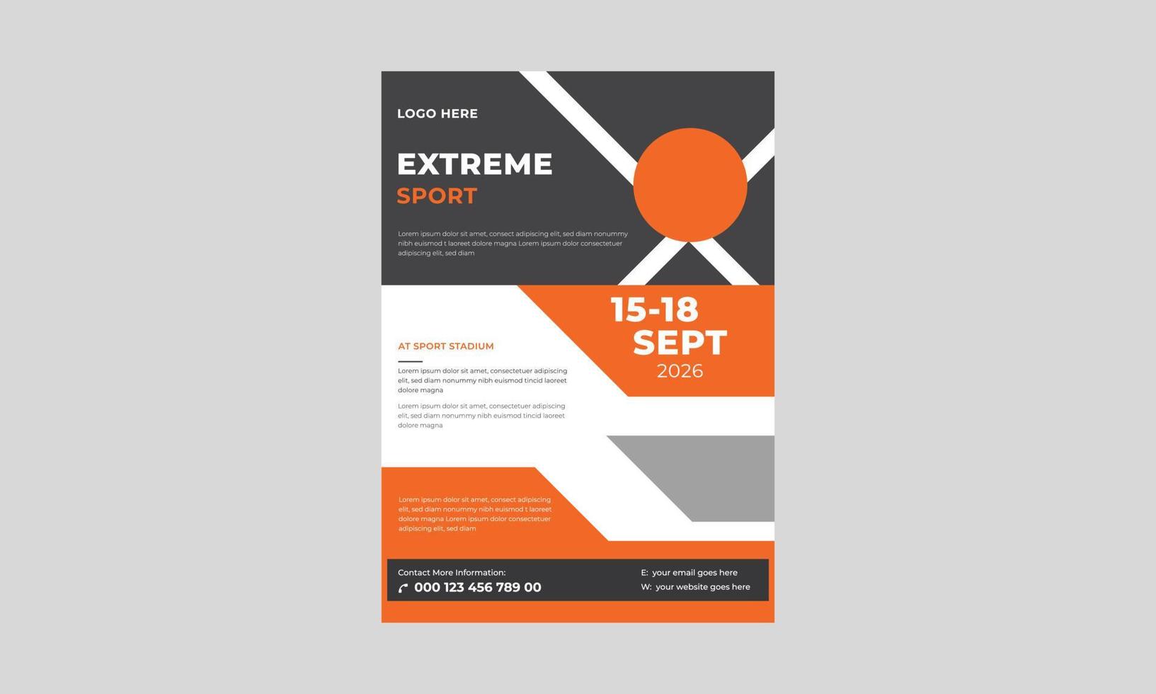 Extremsport-Flyer-Vorlage, Layout-Poster-Vorlagendesign für Sportveranstaltungen, Turniere oder Meisterschafts-Flyer. vektor