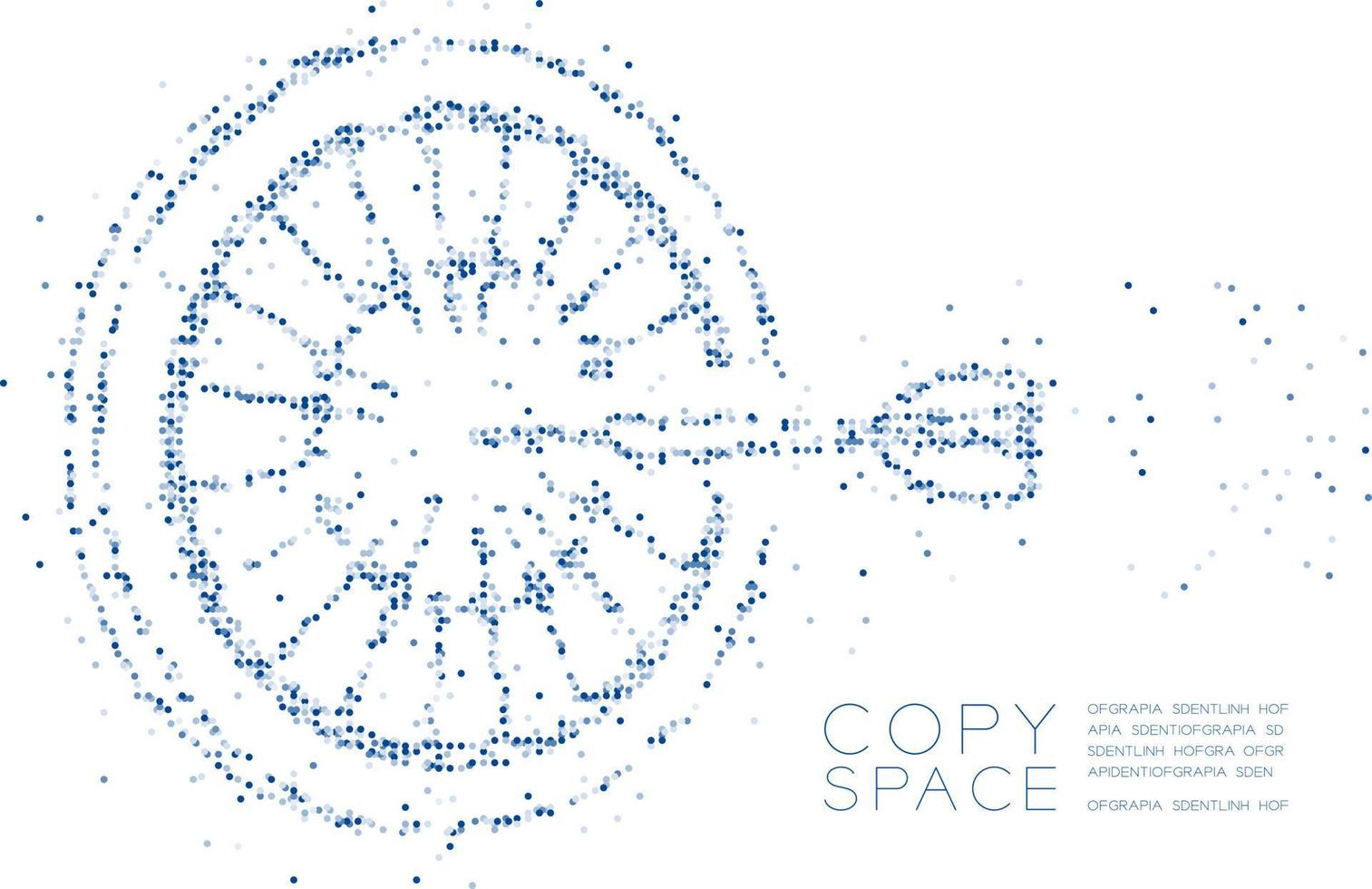 abstrakte geometrische Kreispunktmolekül-Partikel-Dartscheiben-Spielform, vr-Technologiegeschäftsstrategie-Zielkonzeptdesign blaue Farbillustration lokalisiert auf weißem Hintergrund mit Kopienraum vektor