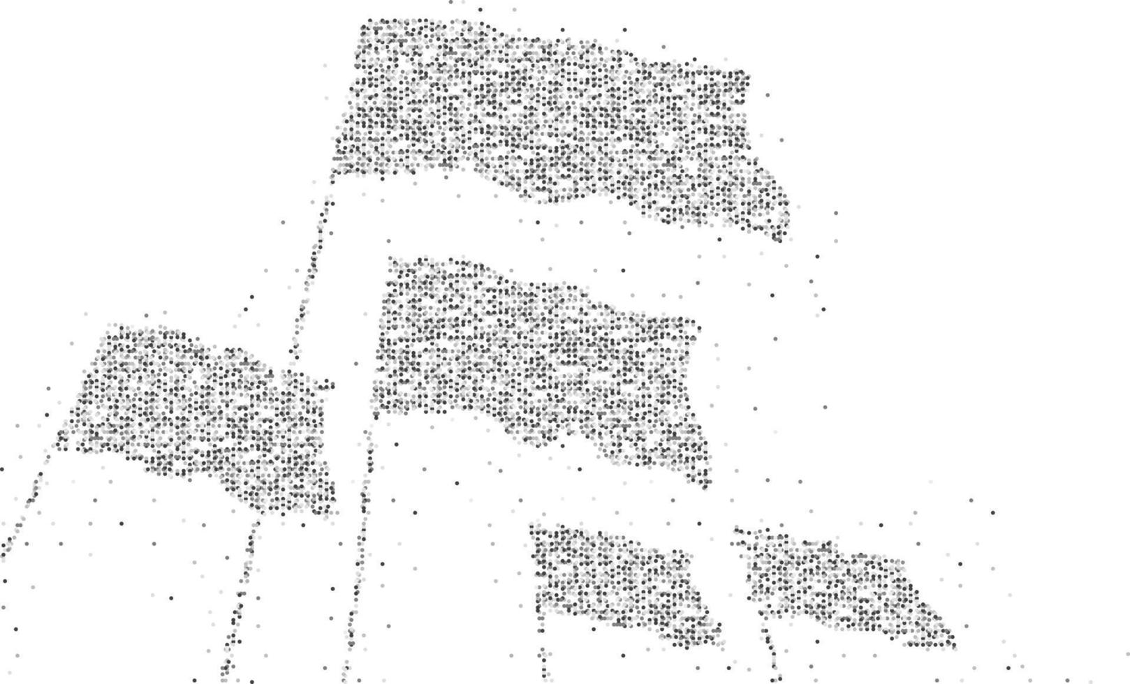 abstrakte geometrische Kreispunktmolekülpartikel-Flaggengruppenform, Vr-Technologiesiegerdesign blaue Farbillustration lokalisiert auf weißem Hintergrund mit Kopienraum vektor