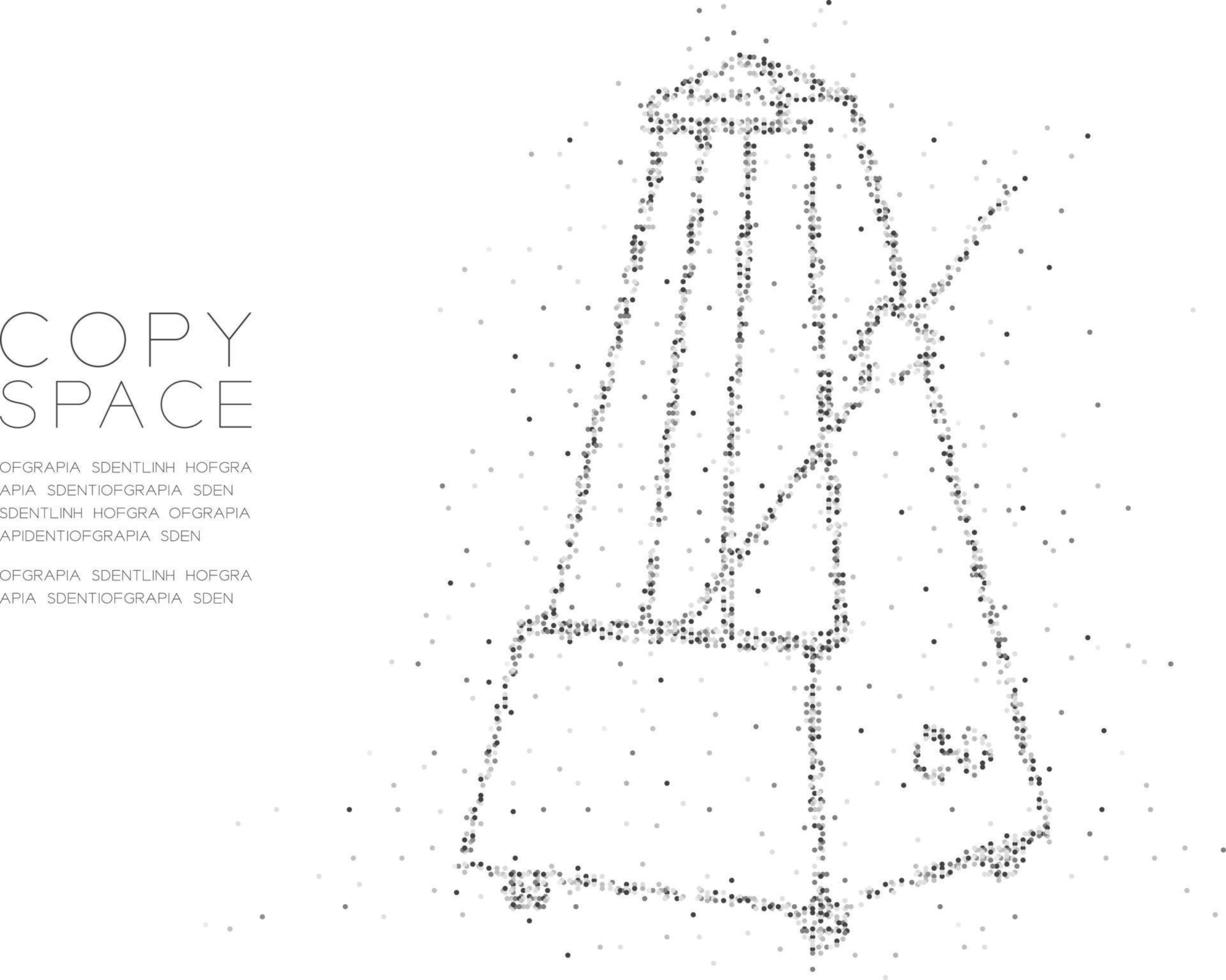 abstrakte geometrische Kreispunktpixel- und Dreiecksmuster-Metronomform, Musikkonzeptdesign schwarze Farbillustration auf weißem Hintergrund mit Kopienraum, Vektor ENV 10