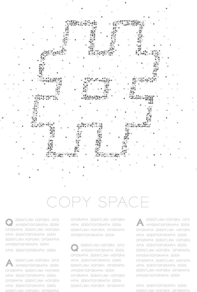 abstrakt geometrisk cirkel prick pixel mönster hashtag tecken, socialt nätverk ansluta konceptdesign svart färg illustration på vit bakgrund med kopia utrymme, vektor eps 10