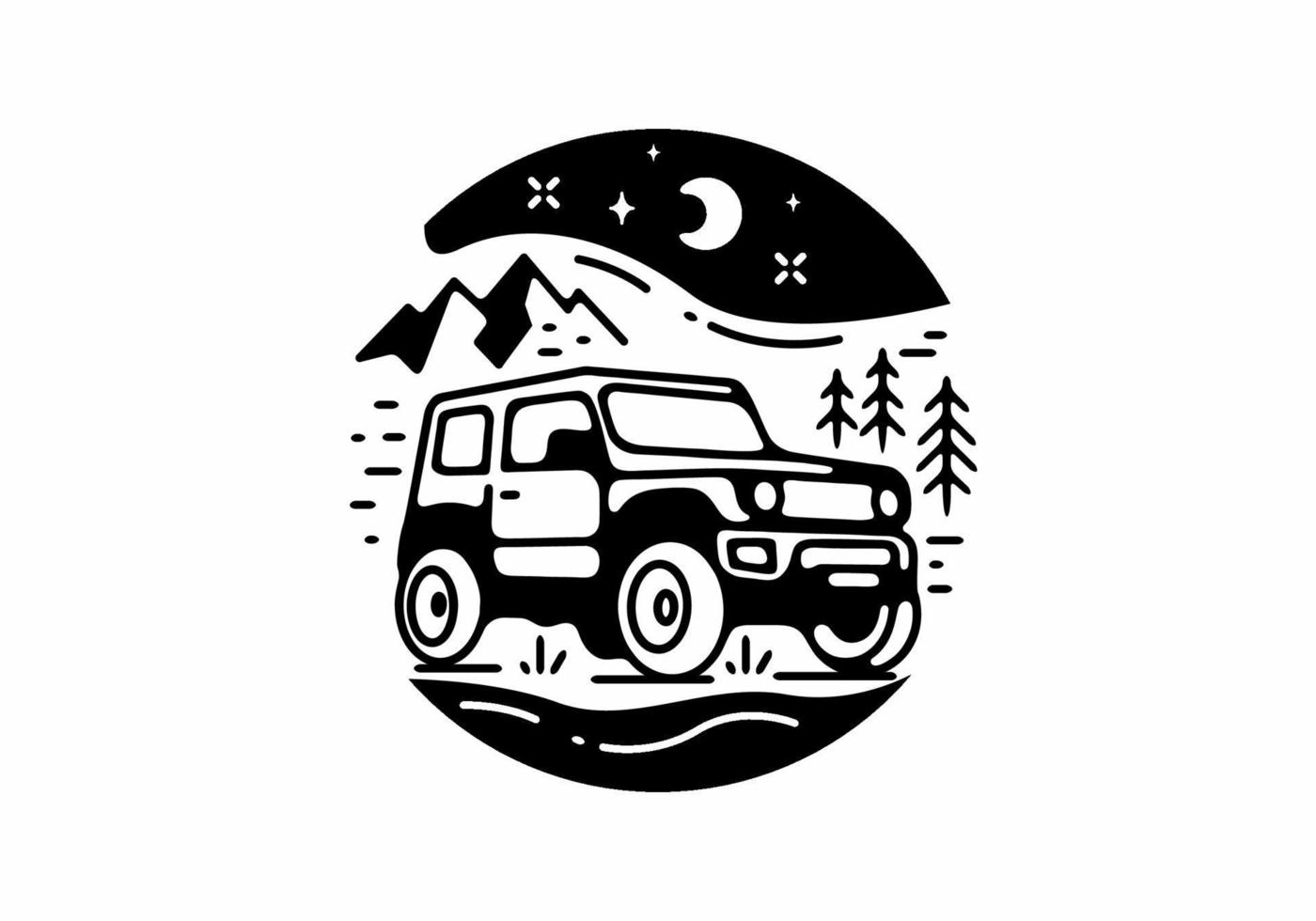 svart linje konst illustration av natten off road vektor