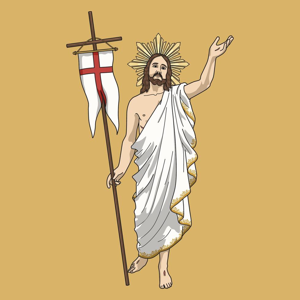 glorreiche auferstandene jesus christus farbige vektorillustration vektor