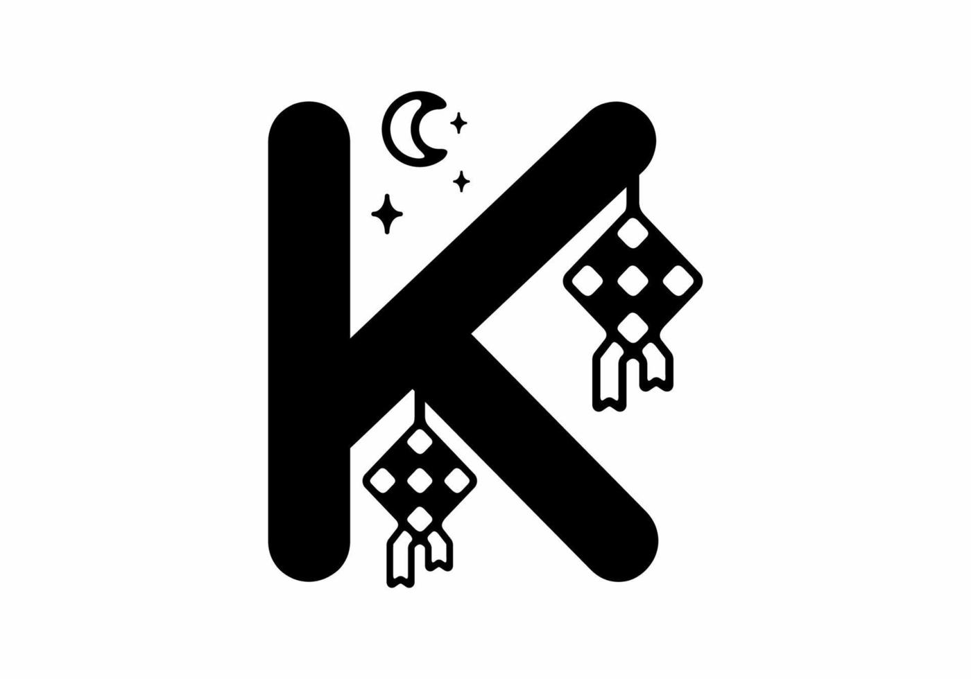 schwarzer k-anfangsbuchstabe im ramadan-thema vektor
