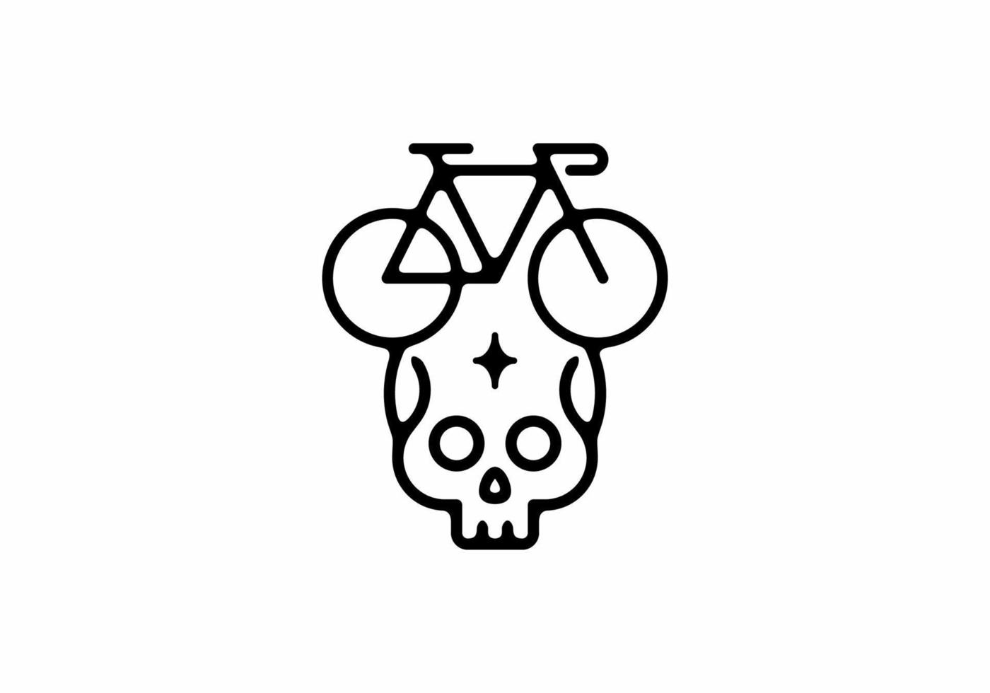 schwarze linie kunstillustration des fahrrads in der schädelform vektor